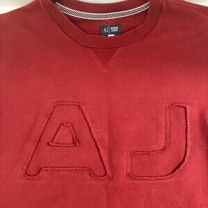 Armani Jeans burgundy logo sweatshirt, cotton crew neck long sleeve top